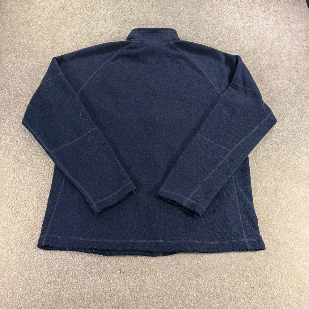 The North Face Fleece Jacket Mens Large Navy Blue Full Zip Mock Neck Raglan